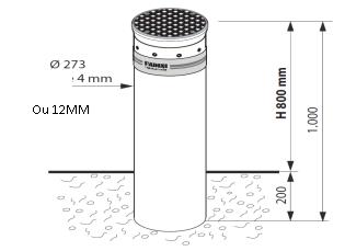 voir la fiche BORNE FIXE TALOS 800 - 4 mm - 700 X 273 mm - A SCELLER - RAL 7016