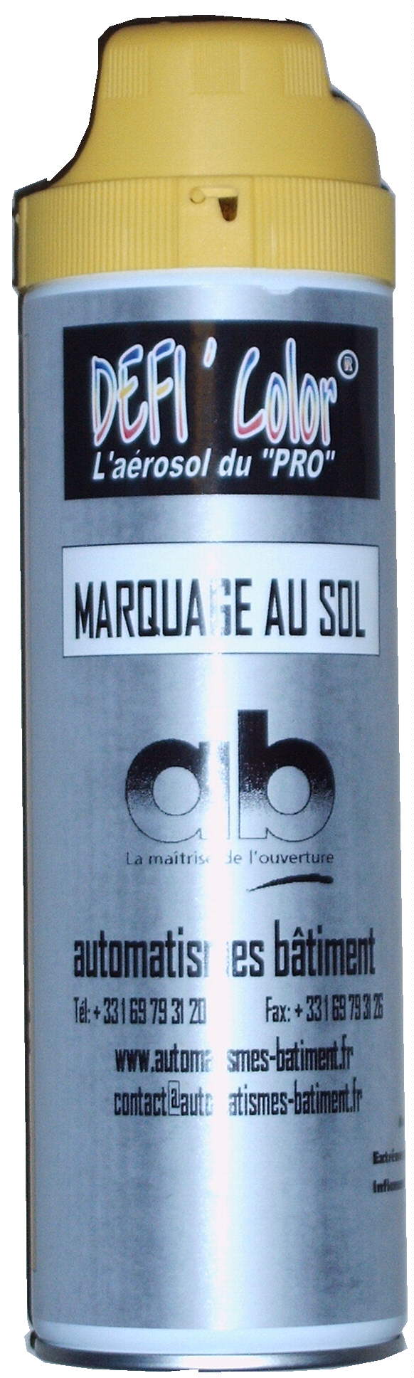 voir la fiche BOMBE PEINTURE AEROSOL JAUNE POUR MARQUAGE AU SOL