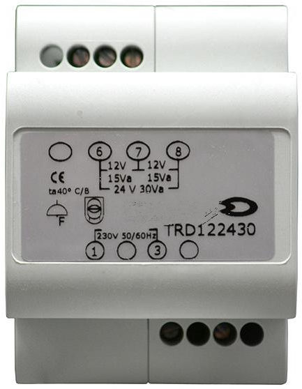 voir la fiche TRANSFORMATEUR 230 V / 12/24 VAC - 40 VA